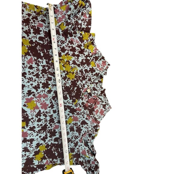 LOGO Lori Goldstein 2X Floral Print Shawl V-Neck Tunic Top Burgundy Blue Pockets - Picture 11 of 14